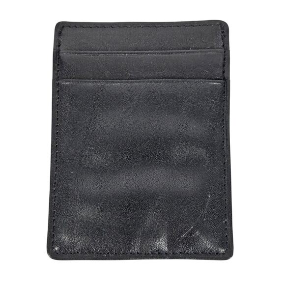 NAUTICA MEN'S BLACK LEATHER WALLET – 4 CARD HOLDER WITH MONEY CLIP & POCKET - Picture 1 of 5